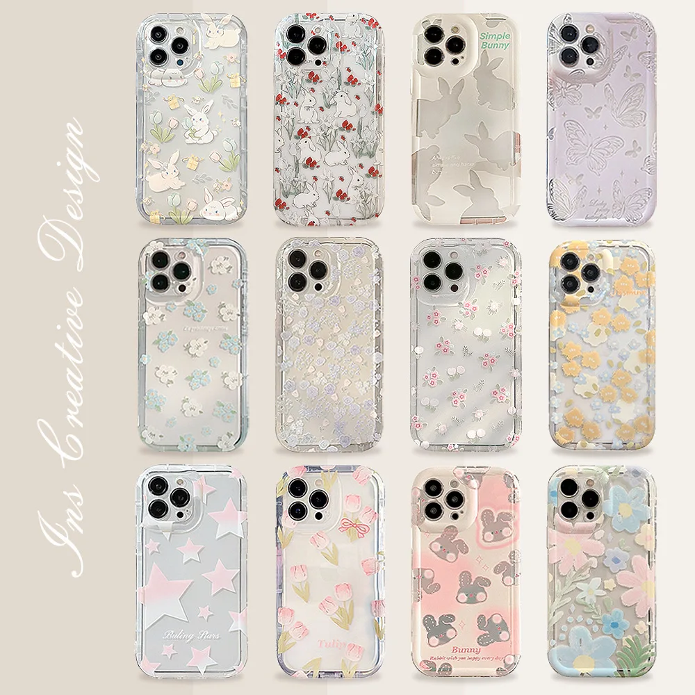 Cute Cartoon Case - Funda de teléfono transparente con diseño