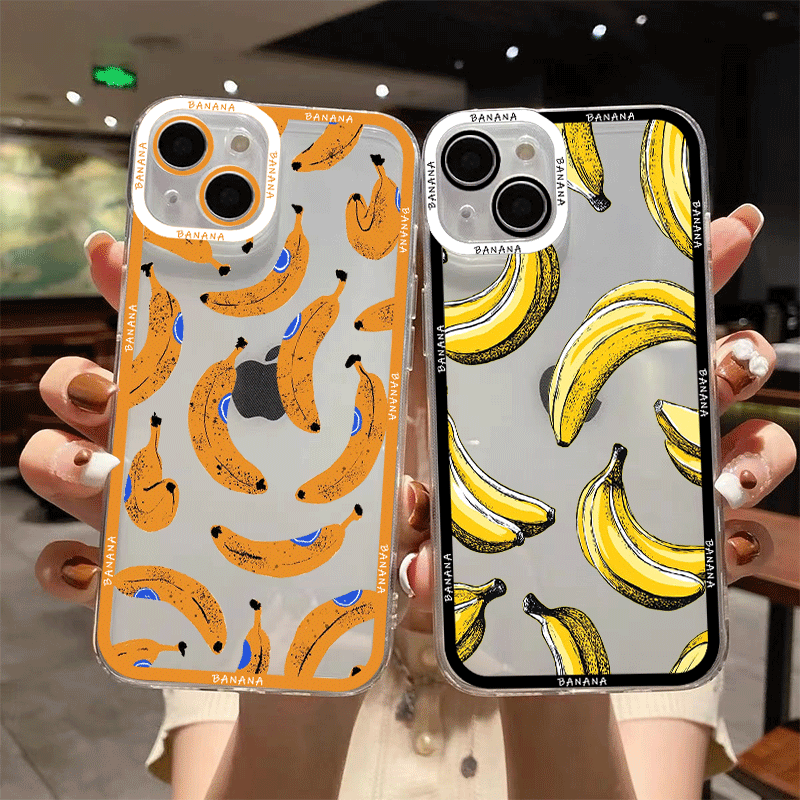 Phone Cases Yellow - Funda Transparente con Estampado de Plátanos